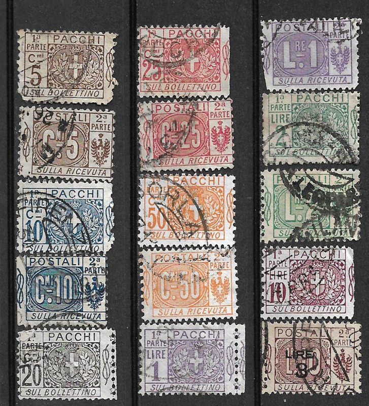 COLLECTION LOT OF #630 ITALY 15 PARCEL POST STAMPS 1914+