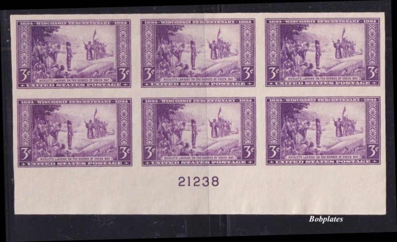 BOBPLATES US #755 Wisconsin Bottom Plate Block 21238 XF NH SCV= $11