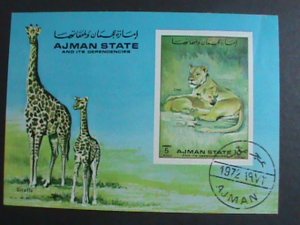 AJMAN 1972-WORLD ENDANGER PROTECTING  ANIMALS-CTO S/S VF WE SHIP TO WORLD WIDE