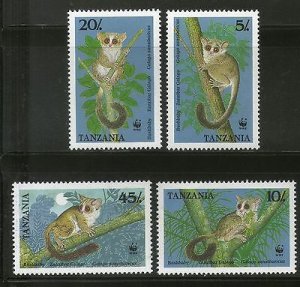 Tanzania 1989 WWF Zanzibar Galago Wildlife Animal Fauna Sc 468-71 MNH # 076