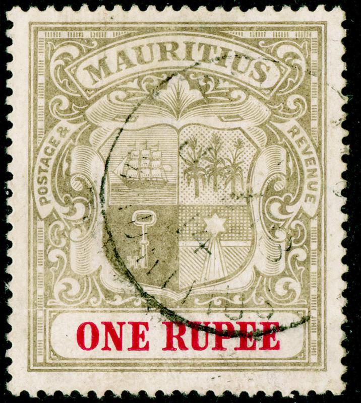 MAURITIUS SG175, 1r grey-black & carmine, FINE USED, CDS. Cat £60.