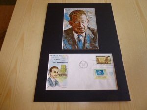 Dag Hammarskjold USA FDC Cover and mounted Art Postcard mount size A4 UN