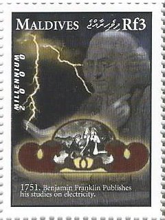 Maldive Islands 2421j (mnh) 3r Benjamin Franklin, electricity (2000)