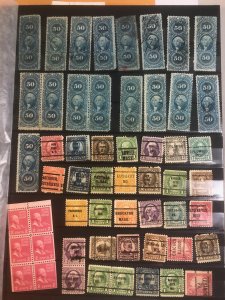 Brown Stock Book Full Of  Old U.S. Stamps & Other Countries