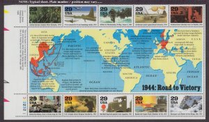 1994 WWII 4th Year Sc 2838a-j MNH pane of 10 different issues - Typical