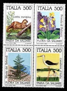 Italy Scott 1634-1637  MNH**  1985 Nature Conservation block