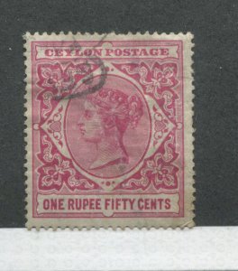 Ceylon QV 1900 1 rupee 50 cents used