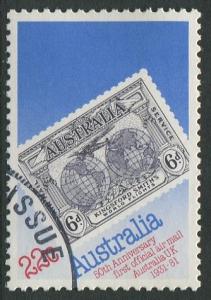 50th ANNIVERSARY FIRST OFFICIAL AIR MAIL AUSTRALIA/UK 1981 - 22c USED