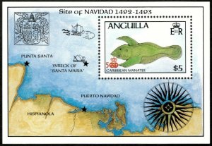 Anguilla 1986 - Columbus Expedition, 500 Years, Navidad, Manatee - S/S - 707 MNH