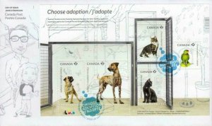 Canada scott 2636 ADOPT A PET SOUVENIR SHEET  FDC 2013