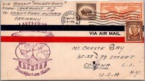 SCHALLSTAMPS UNITED STATES 1936 POSTAL HISTORY ZEPPELIN HINDENBURG CACHET COVER