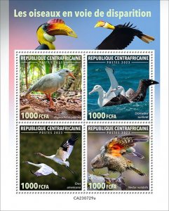 C A R - 2023 - Endangered Birds - Perf 4v Sheet - Mint Never Hinged