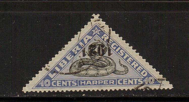 Liberia. scott no F27 used, inverted ouerprint