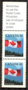 Canada 1990 Definitive Flags Mi. 1212 pair with label MNH