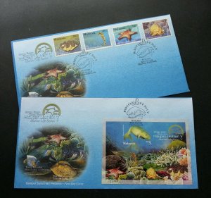 Marine Life Series V Malaysia 2001 Dugong Coral Ocean Seashell (FDC pair *imperf