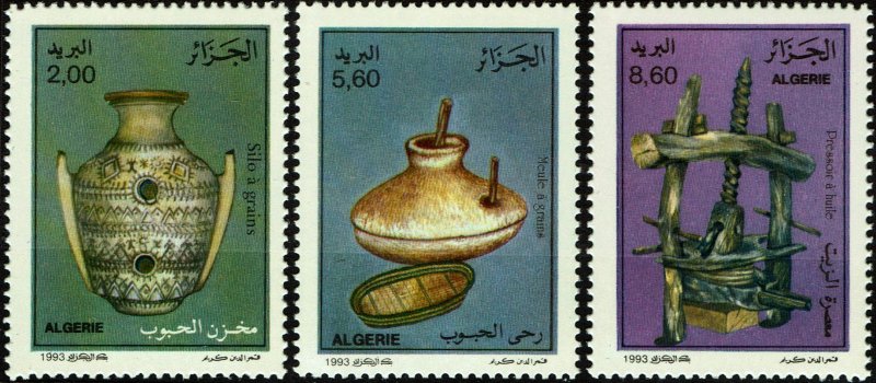 Algeria #983-85  MNH - Traditional Grain Processing (1993)