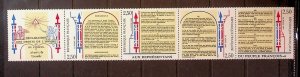 FRANCE Sc 2167a NH STRIP OF 1989 - DECLARATION OF RIGHTS - (CT5)