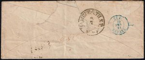 Portugal 1861, Scott#11 used on cover from Porto to Hamburg (Germany)