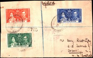 Argentina #37-39, Complete Set(3), On Front Only Piece, 1937, Royalty, Used