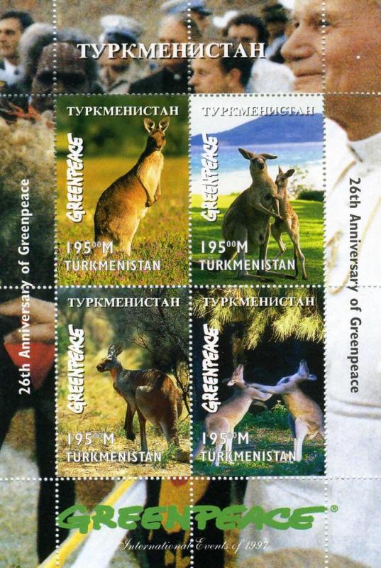 Turkmenistan 1997 Greenpeace Kangaroos Sheet (4) Perf.mnh.vf