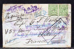 Great Britain Brighton to BEF France Returned 1917 c509