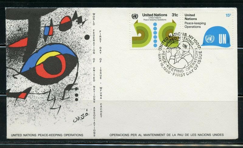 UNITED  NATIONS WFUNA JOAN MIRO CACHETED FIRST DAY COVER