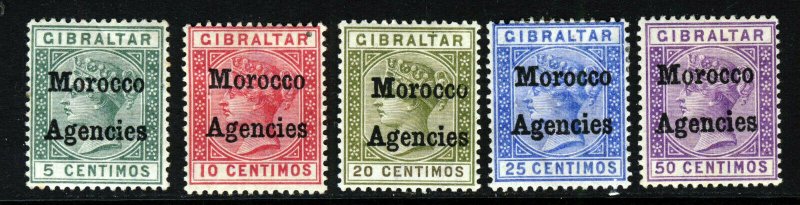 MOROCCO AGENCIES QV 1898-1900 First Setting Overprinted Group SG 1 to SG 6 MINT