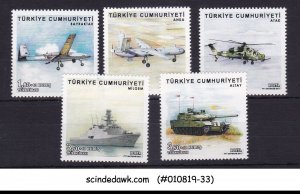 TURKEY - 2017 MILITARY VEHICLES / AVIATION  SHIPS HELICOPTER 5V MNH