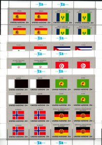 United Nations #528-43 MNH Flag Sheets CV $28.80 (X2297L)