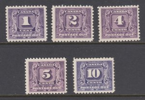 Canada Sc J6-J10 MLH. 1930-32 Second Postage Dues, cplt set, fresh, bright, VLH