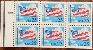 US #2285Ac MNH Booklet Pane of 6 w/Tab “Old Glory” Flag SCV $3.00 L42