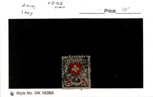 Switzerland, Postage Stamp, #203 Used, 1924 Shield Cross (AD)