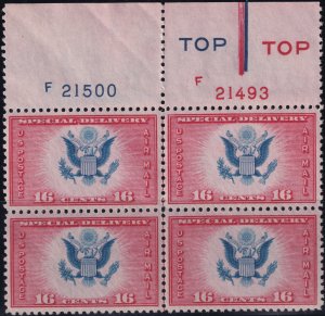#CE2 Mint NH, VF, Plate number block of 4, type 3,marginal markings (CV $145)...