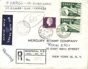 Canada 1965 - Station D Montreal PQ Registered to New York - F24742