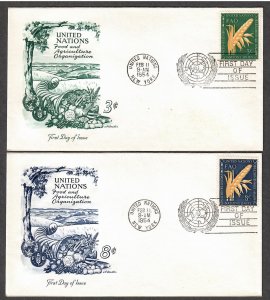 UN # 23 - 24 Food & Agriculture Organization on 2 Artmaster FDCs - I Combine S/H