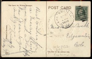 USA 1910 Eastonville El Paso Colorado Cover Good Wishes Birds PPC DPO 94297