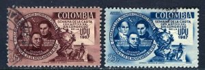 Colombia; 1957: Sc. # C302-C303: Used Cpl. Set