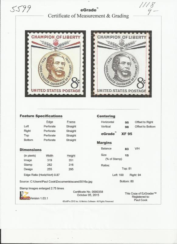 # 1118 MINT NEVER HINGED LAJOS KOSSUTH     XF+