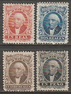 MEXICO 14a-17a, SET OF FOUR, UNUSED, HINGED, ORIGINAL GUM. G-F.