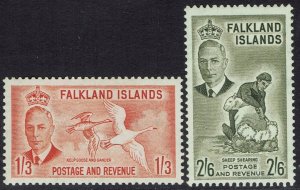FALKLAND ISLANDS 1952 KGVI PICTORIAL 1/3 AND 2/6