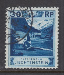 Liechtenstein Sc 99a used 1930 30r ultra Chapel, perf 11½x10½ Forgery 