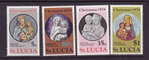 St Lucia-Sc#363-6-unused NH set-Christmas-Paintings-1974-