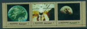 Manama 1972 Mi#945 A,B945 Space Research Gold Frame MLH