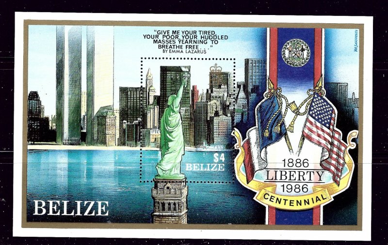 Belize 819 MNH 1986 Stature of Liberty  S/S