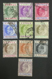 MOMEN: CYPRUS SG #50-59 1902-04 USED £1,100 LOT #62382