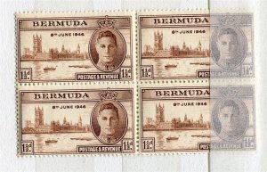 BERMUDA; 1946 early GVI Victory issue MINT MNH BLOCK of 4