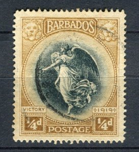 BARBADOS; 1919 early Victory issue fine used 1/4d. value