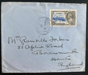 1935 St Johns Antigua Cover To England King George V Silver Jubilee