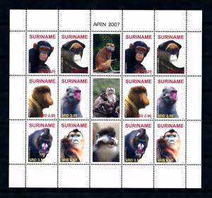 [SUV1481] Surinam 2007 Monkey Primates Miniature sheet MNH