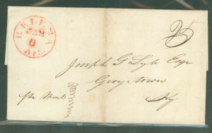 US  Helena, Arkansas, 8 January 1838 Stampless to Georgetown, KY Red CDS, ms 25 due
